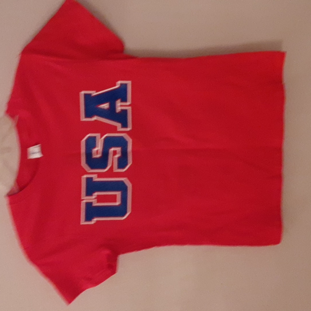 USA Shiny Bling TShirt Red White Blue July 4th Size 14-16 Kids